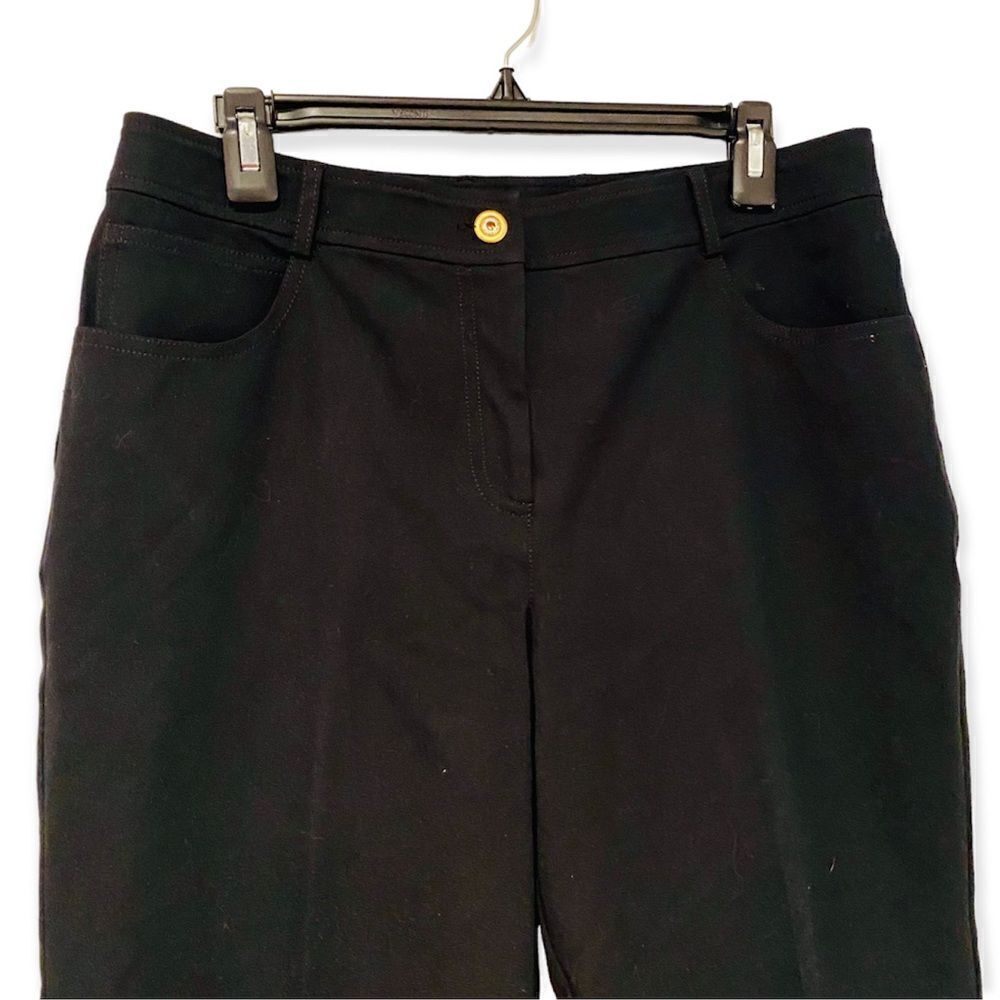 St. John Caviar Black Wide Leg High Rise Pants Size 10 - Picture 3 of 6